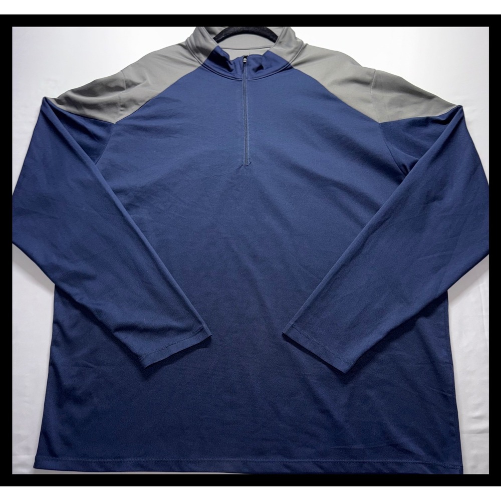 Team 365 Quarter Zip Pullover Mens 2XL Blue Gray Colorblock Long Sleeve Active